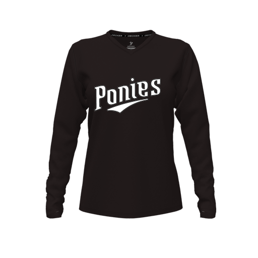 [CUS-DFW-TEES-PER-VNK-LSL-BLK-FYXS-LOGO1] Performance T-Shirt (Female Youth XS, Black, V Neck, Logo 1, Long Sleeve)