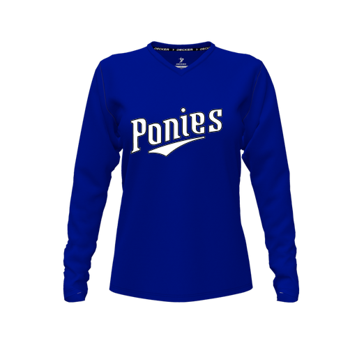 [FTLVPTRY-FYXS-LOGO1] Decker Performance T-Shirt (Female Youth XS, Royal, V Neck, Logo 1, Long Sleeve)