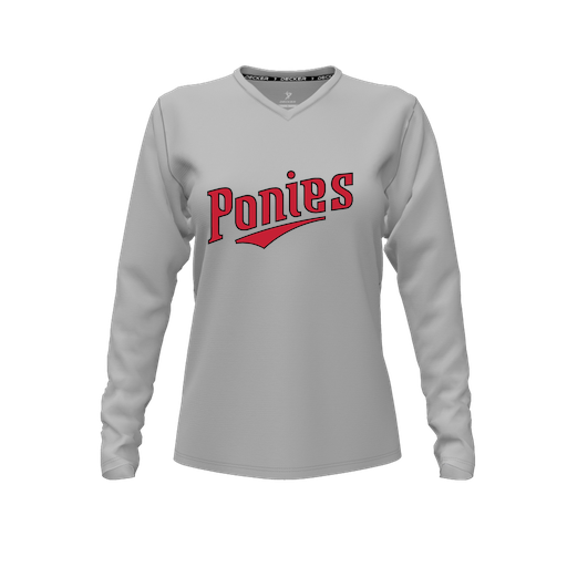 [CUS-DFW-TEES-PER-VNK-LSL-GRY-FYXS-LOGO2] Performance T-Shirt (Female Youth XS, Gray, V Neck, Logo 2, Long Sleeve)