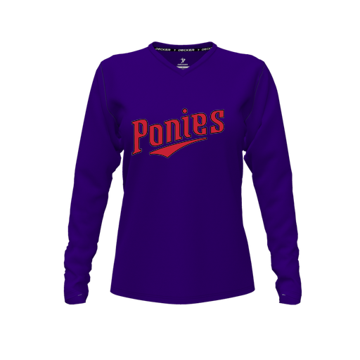 [FTLVPTPP-FYXS-LOGO2] Decker Performance T-Shirt (Female Youth XS, Purple, V Neck, Logo 2, Long Sleeve)