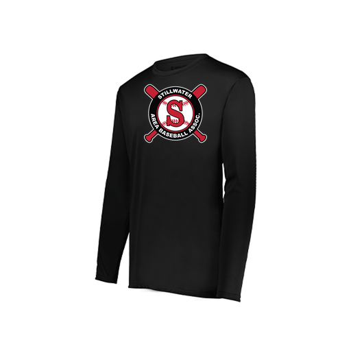 [222823.080.S-LOGO3] Youth LS Smooth Sport Shirt (Youth S, Black, Logo 3)