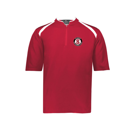 [229581-AS-RED-LOGO4] Men's Dugout Short Sleeve Pullover (Adult S, Red, Logo 4)